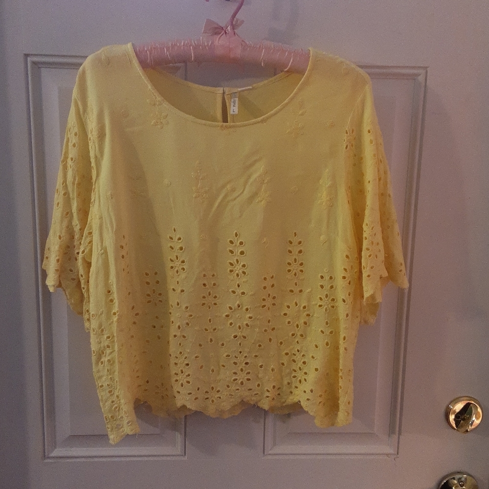 Yellow Eyelet Crop Top
